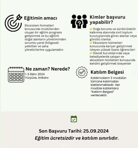 Doğanın Faydaları Projesi, Uzmanlara Yönelik Ekosistem Hizmetleri Eğitimi Başlıyor.